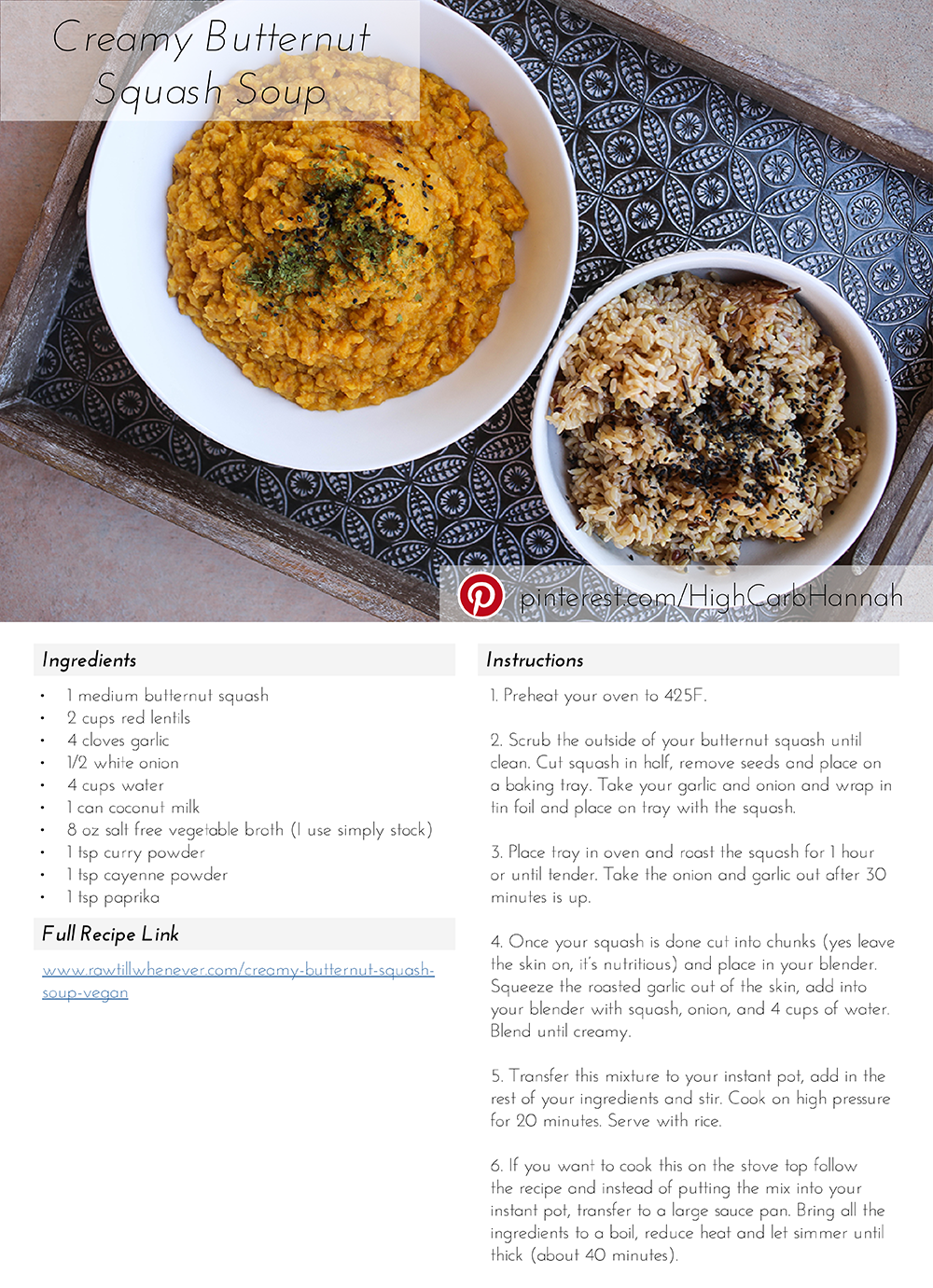 Creamy Butternut Squash Soup - Vegan